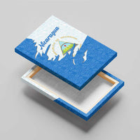 Nicaragua Flag Ripped Effect Canvas Wall Art with National Emblem and Floral Pattern Design - Wonder Print Shop