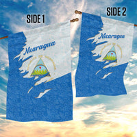 Nicaragua Flag Ripped Effect Garden Flag with National Emblem and Floral Pattern Design - Wonder Print Shop