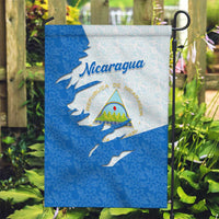 Nicaragua Flag Ripped Effect Garden Flag with National Emblem and Floral Pattern Design - Wonder Print Shop