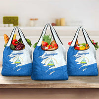 Nicaragua Flag Ripped Effect Grocery Bag with National Emblem and Floral Pattern Design - Wonder Print Shop