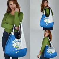 Nicaragua Flag Ripped Effect Grocery Bag with National Emblem and Floral Pattern Design - Wonder Print Shop