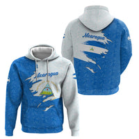 Nicaragua Flag Ripped Effect Hoodie with National Emblem and Floral Pattern Design - Wonder Print Shop
