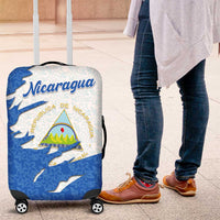 Nicaragua Flag Ripped Effect Luggage Cover with National Emblem and Floral Pattern Design - Wonder Print Shop