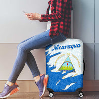 Nicaragua Flag Ripped Effect Luggage Cover with National Emblem and Floral Pattern Design - Wonder Print Shop