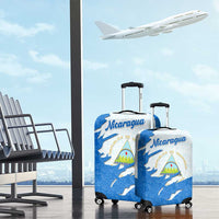Nicaragua Flag Ripped Effect Luggage Cover with National Emblem and Floral Pattern Design - Wonder Print Shop