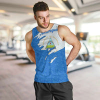 Nicaragua Flag Ripped Effect Men Tank Top with National Emblem and Floral Pattern Design - Wonder Print Shop