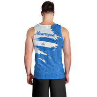 Nicaragua Flag Ripped Effect Men Tank Top with National Emblem and Floral Pattern Design - Wonder Print Shop