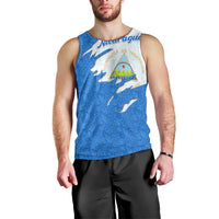 Nicaragua Flag Ripped Effect Men Tank Top with National Emblem and Floral Pattern Design - Wonder Print Shop