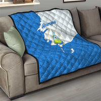 Nicaragua Flag Ripped Effect Quilt with National Emblem and Floral Pattern Design - Wonder Print Shop