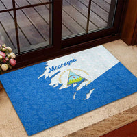 Nicaragua Flag Ripped Effect Rubber Doormat with National Emblem and Floral Pattern Design - Wonder Print Shop