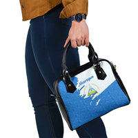 Nicaragua Flag Ripped Effect Shoulder Handbag with National Emblem and Floral Pattern Design - Wonder Print Shop