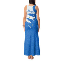 Nicaragua Flag Ripped Effect Tank Maxi Dress with National Emblem and Floral Pattern Design - Wonder Print Shop