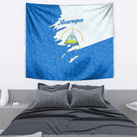 Nicaragua Flag Ripped Effect Tapestry with National Emblem and Floral Pattern Design - Wonder Print Shop