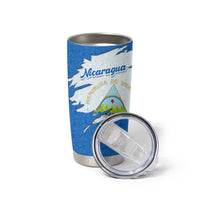 Nicaragua Flag Ripped Effect Tumbler Cup with National Emblem and Floral Pattern Design - Wonder Print Shop