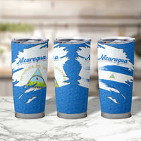 Nicaragua Flag Ripped Effect Tumbler Cup with National Emblem and Floral Pattern Design - Wonder Print Shop