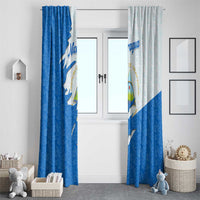 Nicaragua Flag Ripped Effect Window Curtain with National Emblem and Floral Pattern Design - Wonder Print Shop