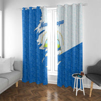 Nicaragua Flag Ripped Effect Window Curtain with National Emblem and Floral Pattern Design - Wonder Print Shop