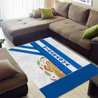 Nicaragua Cultural Art Area Rug with Blue White Stripes and Indigenous Motif Design - Wonder Print Shop