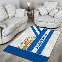 Nicaragua Cultural Art Area Rug with Blue White Stripes and Indigenous Motif Design - Wonder Print Shop