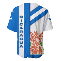 Nicaragua Cultural Art Baseball Jersey with Blue White Stripes and Indigenous Motif Design - Wonder Print Shop