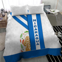 Nicaragua Cultural Art Bedding Set with Blue White Stripes and Indigenous Motif Design - Wonder Print Shop