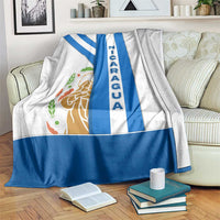 Nicaragua Cultural Art Blanket with Blue White Stripes and Indigenous Motif Design - Wonder Print Shop