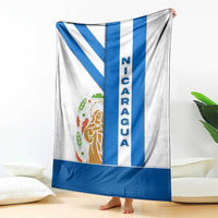 Nicaragua Cultural Art Blanket with Blue White Stripes and Indigenous Motif Design - Wonder Print Shop
