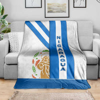 Nicaragua Cultural Art Blanket with Blue White Stripes and Indigenous Motif Design - Wonder Print Shop