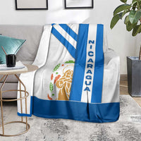 Nicaragua Cultural Art Blanket with Blue White Stripes and Indigenous Motif Design - Wonder Print Shop
