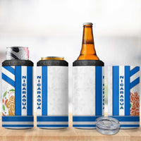 Nicaragua Cultural Art 4 in 1 Can Cooler Tumbler with Blue White Stripes and Indigenous Motif Design - Wonder Print Shop