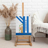 Nicaragua Cultural Art Canvas Wall Art with Blue White Stripes and Indigenous Motif Design - Wonder Print Shop