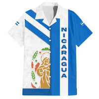 Nicaragua Cultural Art Family Matching Long Sleeve Bodycon Dress and Hawaiian Shirt with Blue White Stripes and Indigenous Motif Design - Wonder Print Shop