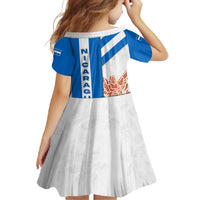 Nicaragua Cultural Art Family Matching Off Shoulder Maxi Dress and Hawaiian Shirt with Blue White Stripes and Indigenous Motif Design - Wonder Print Shop