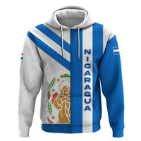 Nicaragua Cultural Art Hoodie with Blue White Stripes and Indigenous Motif Design - Wonder Print Shop