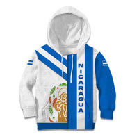 Nicaragua Cultural Art Kid Hoodie with Blue White Stripes and Indigenous Motif Design - Wonder Print Shop