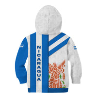 Nicaragua Cultural Art Kid Hoodie with Blue White Stripes and Indigenous Motif Design - Wonder Print Shop