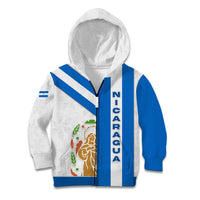 Nicaragua Cultural Art Kid Hoodie with Blue White Stripes and Indigenous Motif Design - Wonder Print Shop
