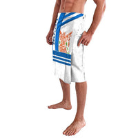 Nicaragua Cultural Art Lavalava with Blue White Stripes and Indigenous Motif Design - Wonder Print Shop