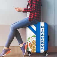 Nicaragua Cultural Art Luggage Cover with Blue White Stripes and Indigenous Motif Design - Wonder Print Shop