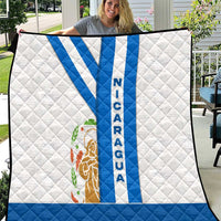 Nicaragua Cultural Art Quilt with Blue White Stripes and Indigenous Motif Design - Wonder Print Shop