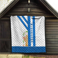 Nicaragua Cultural Art Quilt with Blue White Stripes and Indigenous Motif Design - Wonder Print Shop