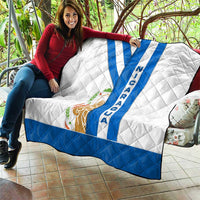 Nicaragua Cultural Art Quilt with Blue White Stripes and Indigenous Motif Design - Wonder Print Shop