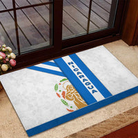 Nicaragua Cultural Art Rubber Doormat with Blue White Stripes and Indigenous Motif Design - Wonder Print Shop