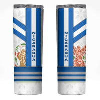 Nicaragua Cultural Art Skinny Tumbler with Blue White Stripes and Indigenous Motif Design - Wonder Print Shop