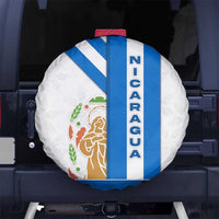 Nicaragua Cultural Art Spare Tire Cover with Blue White Stripes and Indigenous Motif Design - Wonder Print Shop