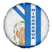 Nicaragua Cultural Art Spare Tire Cover with Blue White Stripes and Indigenous Motif Design - Wonder Print Shop