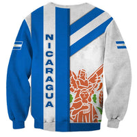 Nicaragua Cultural Art Sweatshirt with Blue White Stripes and Indigenous Motif Design - Wonder Print Shop