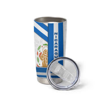 Nicaragua Cultural Art Tumbler Cup with Blue White Stripes and Indigenous Motif Design - Wonder Print Shop