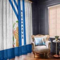 Nicaragua Cultural Art Window Curtain with Blue White Stripes and Indigenous Motif Design - Wonder Print Shop