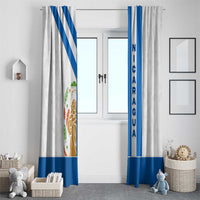 Nicaragua Cultural Art Window Curtain with Blue White Stripes and Indigenous Motif Design - Wonder Print Shop